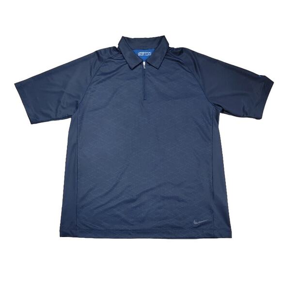 Nike Dri-Fit Polo Shirt Men's Sz Qtr Zip Collar Large Navy Blue Sportswear - Picture 1 of 12